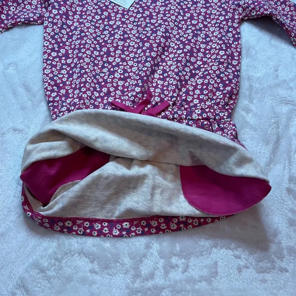 Tea Collection Ditsy Drawstring Dress Girls Size‎ 5 100% Cotton Pink, Floral NEW
